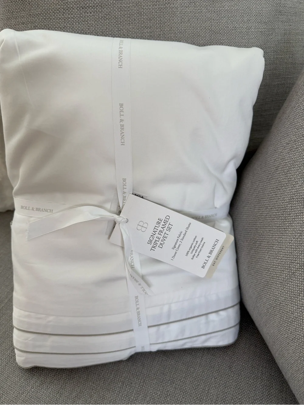 Boll & Branch NEW Full/Queen Duvet  In White/Pewter 🔥No offer item🙏🏻 $369 MSRP
